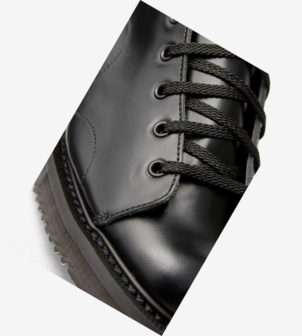 Fred Perry George CoxLeather Monkey Boots Støvler Herre Sort | 234679-HJL