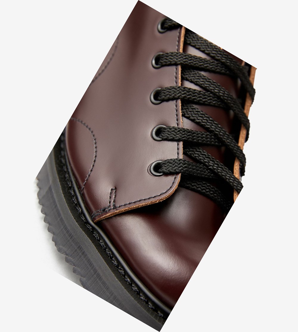 Fred Perry George CoxLeather Monkey Boots Støvler Dame Bordeaux | 375092-XUQ