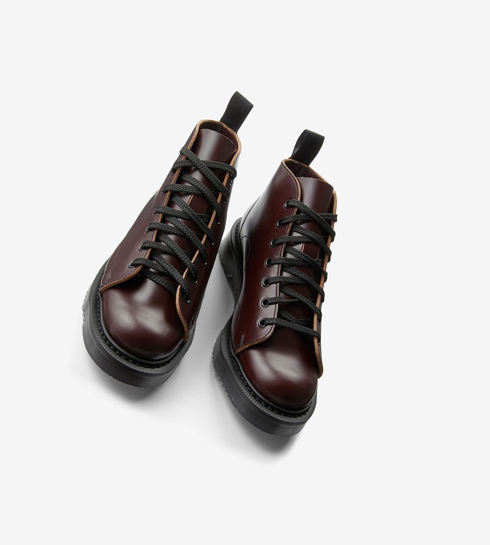 Fred Perry George CoxLeather Monkey Boots Støvler Dame Bordeaux | 375092-XUQ