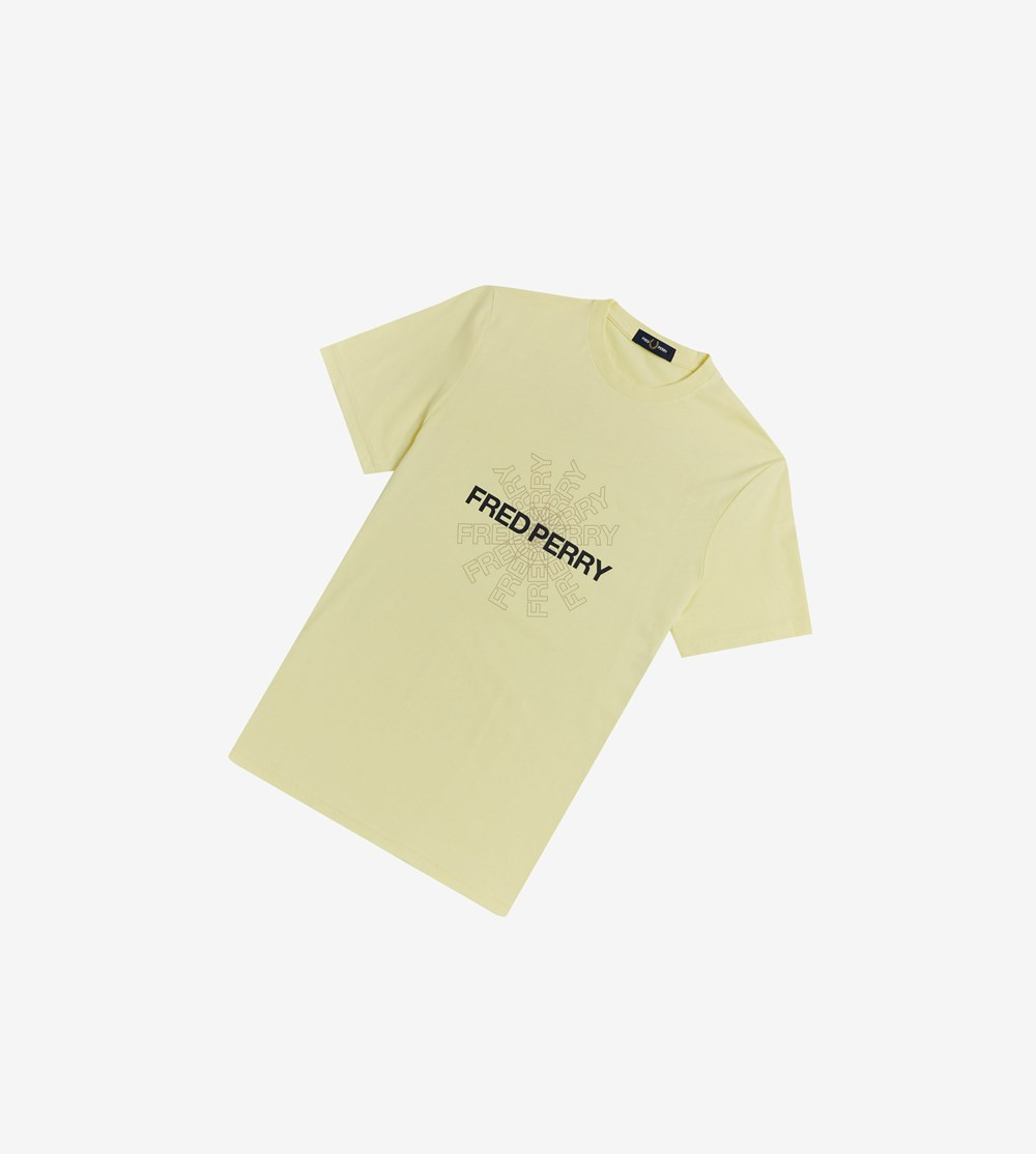 Fred Perry Grafisk T Shirts Herre Gul | 135490-DWM