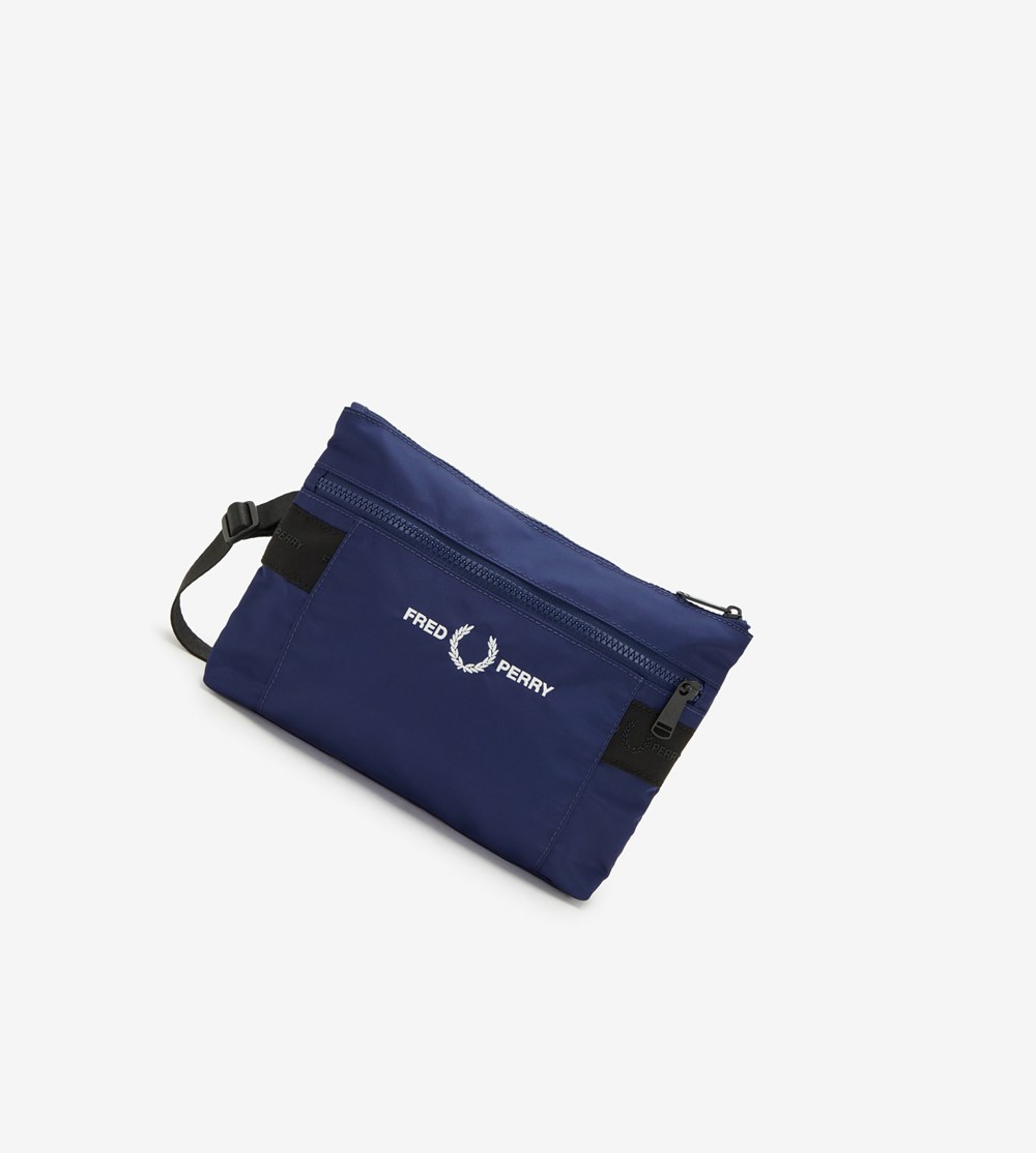 Fred Perry Grafisk Tape Sacoche Bag Taske Herre Mørkeblå | 613984-ZXQ