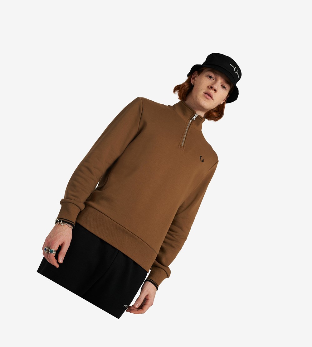 Fred Perry Half Zip Sweatshirt Herre Grå | 084916-KFM