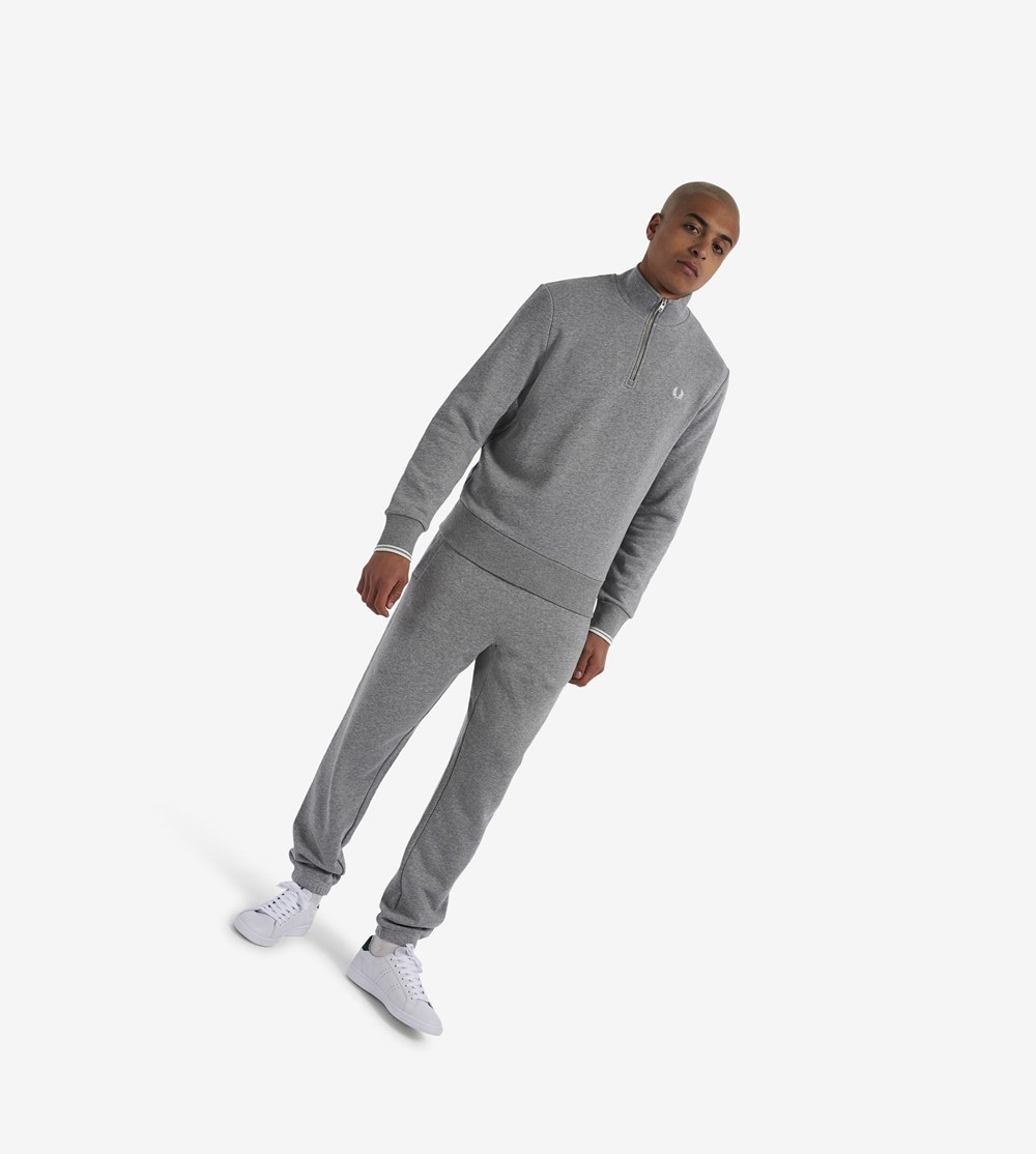 Fred Perry Half Zip Sweatshirt Herre Grå | 175049-UEW