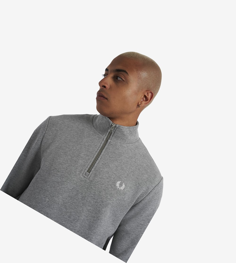 Fred Perry Half Zip Sweatshirt Herre Grå | 175049-UEW