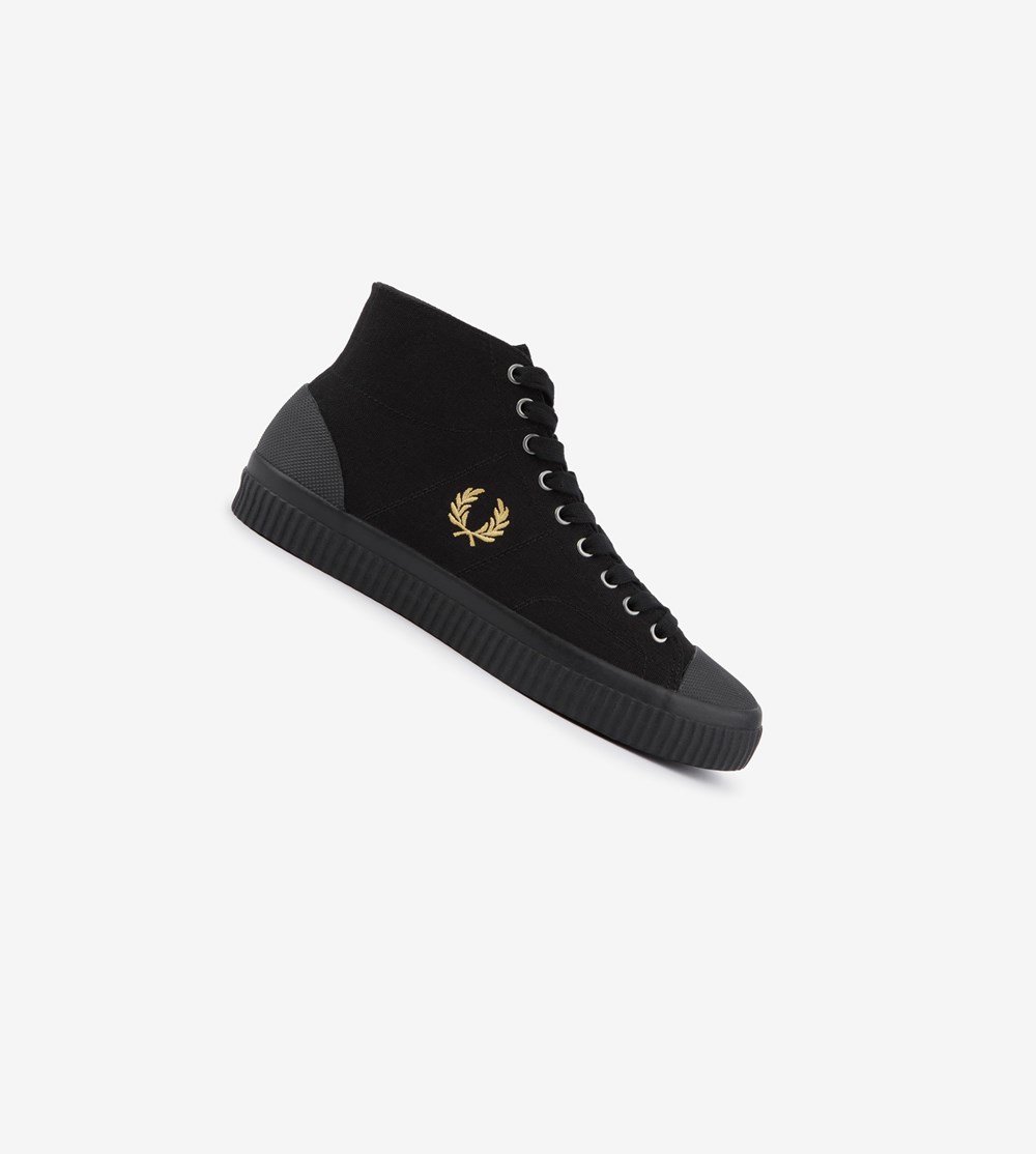 Fred Perry Hughes Mid Sneakers Herre Sort | 420581-WOB