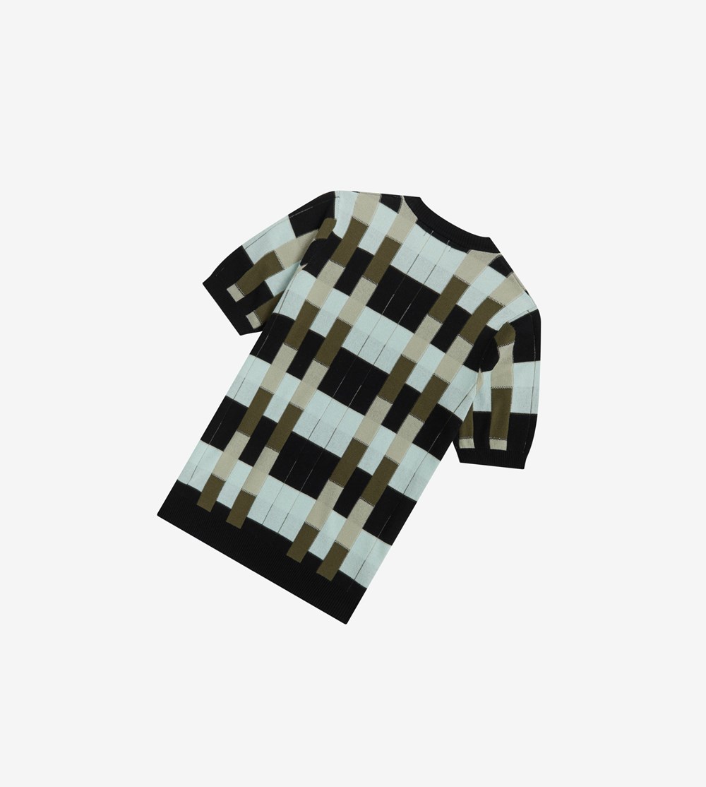 Fred Perry Jacquard Knitted T-Shirt Strikkevarer Herre Sort | 358270-YVO