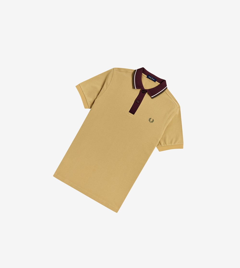 Fred Perry Knitted Collar Polo Shirt Herre Khaki | 751860-VWF