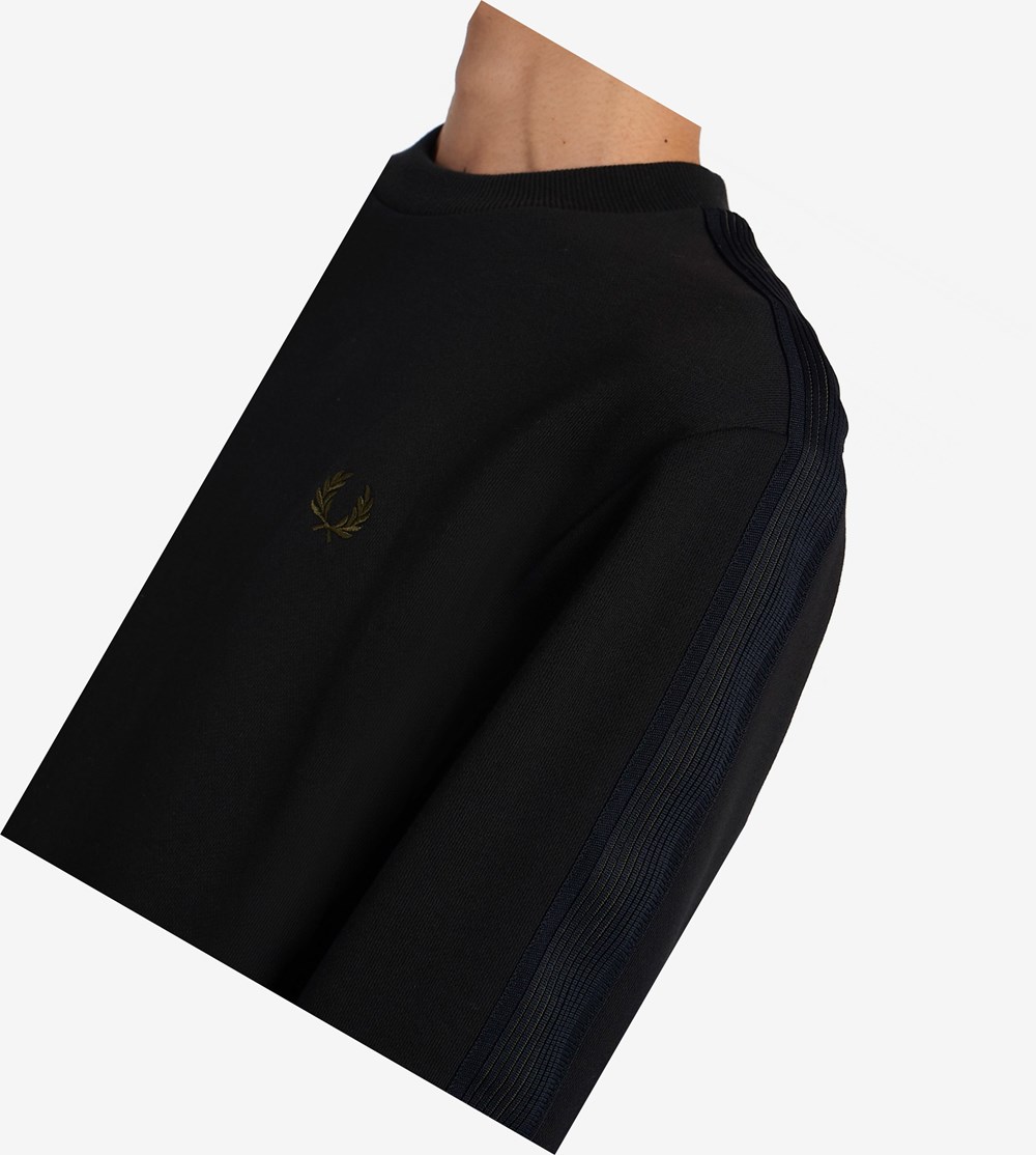 Fred Perry Knitted Tape Sweatshirt Herre Sort | 845026-NYH