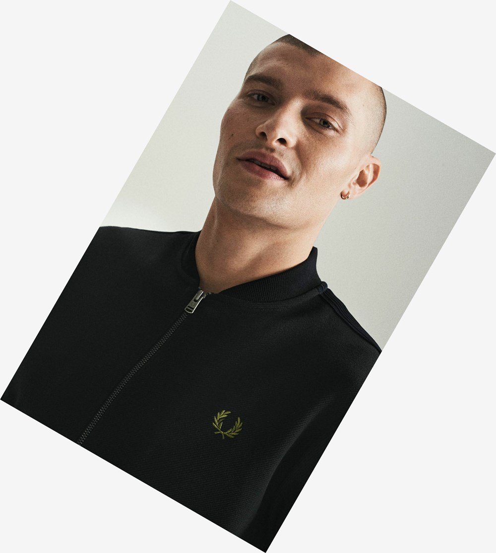 Fred Perry Knitted Tape Træningsjakke Herre Sort | 847316-OIR