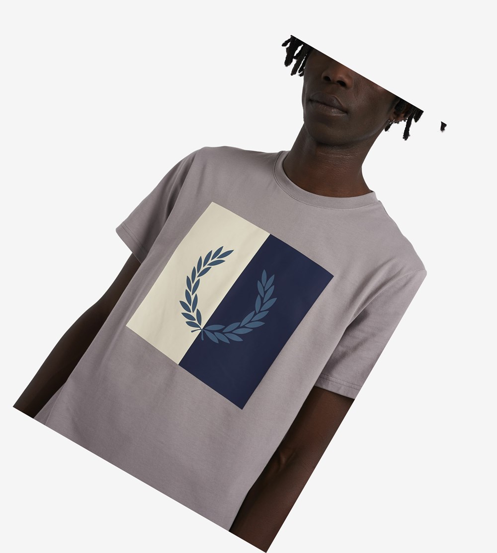 Fred Perry Laurel Wreath Grafisk T Shirts Herre Hvide | 064971-HUF