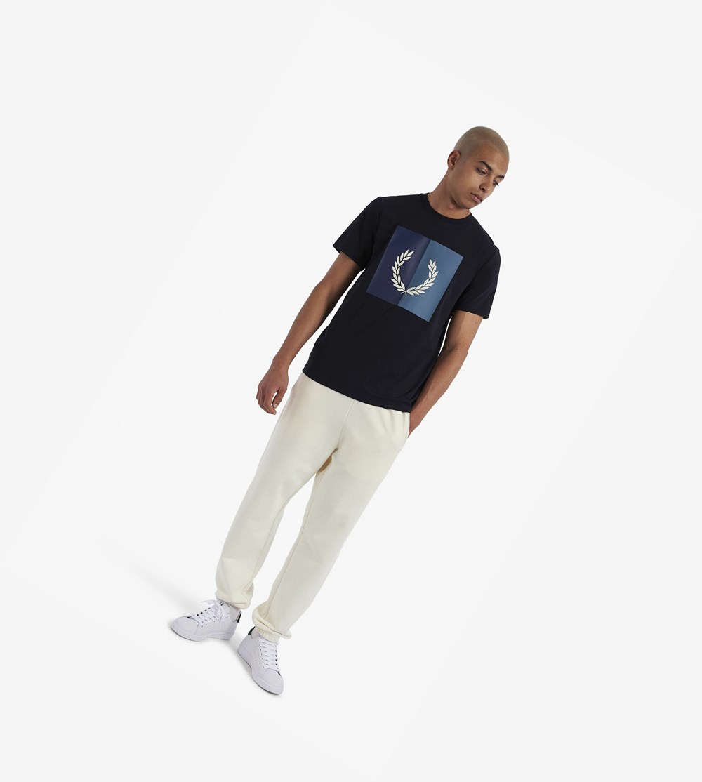 Fred Perry Laurel Wreath Grafisk T Shirts Herre Sort | 825639-EZL