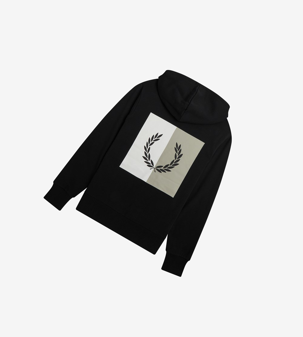 Fred Perry Laurel Wreath Hætte Sweatshirt Herre Sort | 278139-WNJ