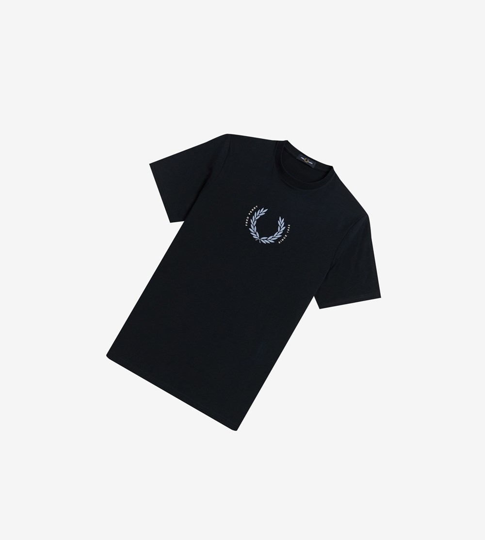 Fred Perry Laurel Wreath T Shirts Herre Mørkeblå | 392584-MKR