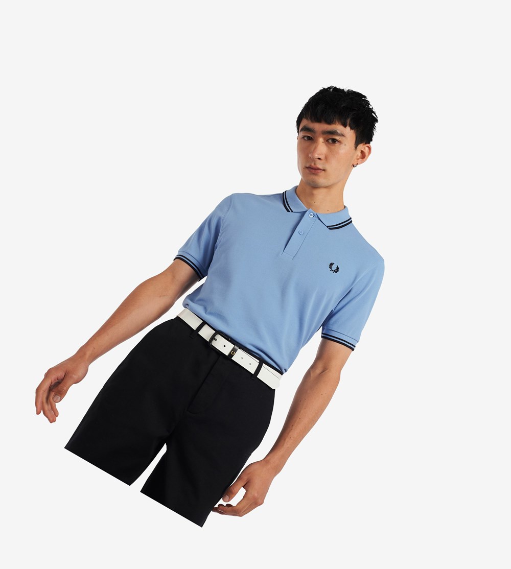 Fred Perry M3600 Polo Shirt Herre Blå Sort | 037682-YJO