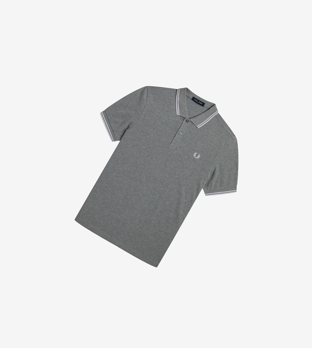 Fred Perry M3600 Polo Shirt Herre Grå Hvide | 238901-DYT