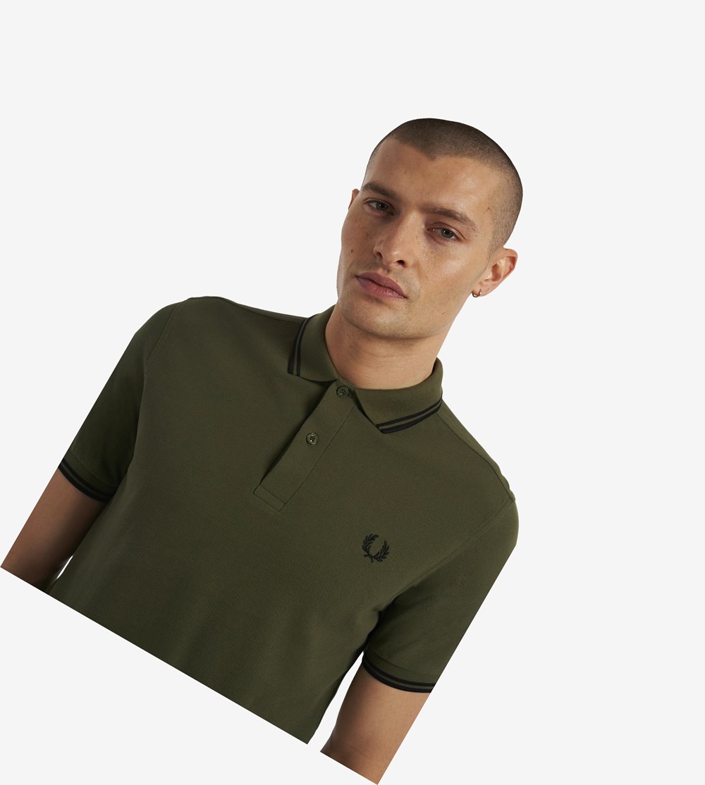 Fred Perry M3600 Polo Shirt Herre Grøn Sort | 038196-EZA