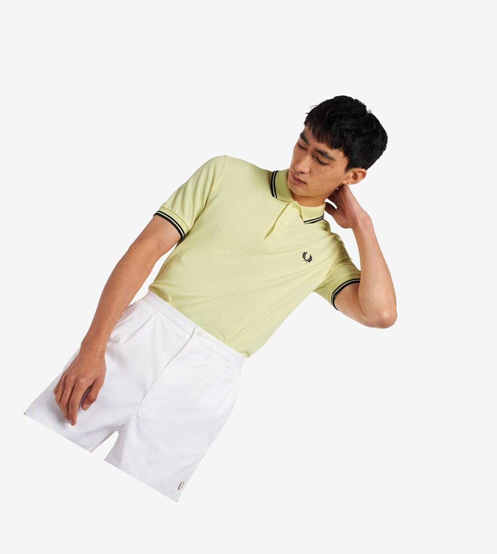 Fred Perry M3600 Polo Shirt Herre Gul Mørkeblå Sort | 352964-CJS