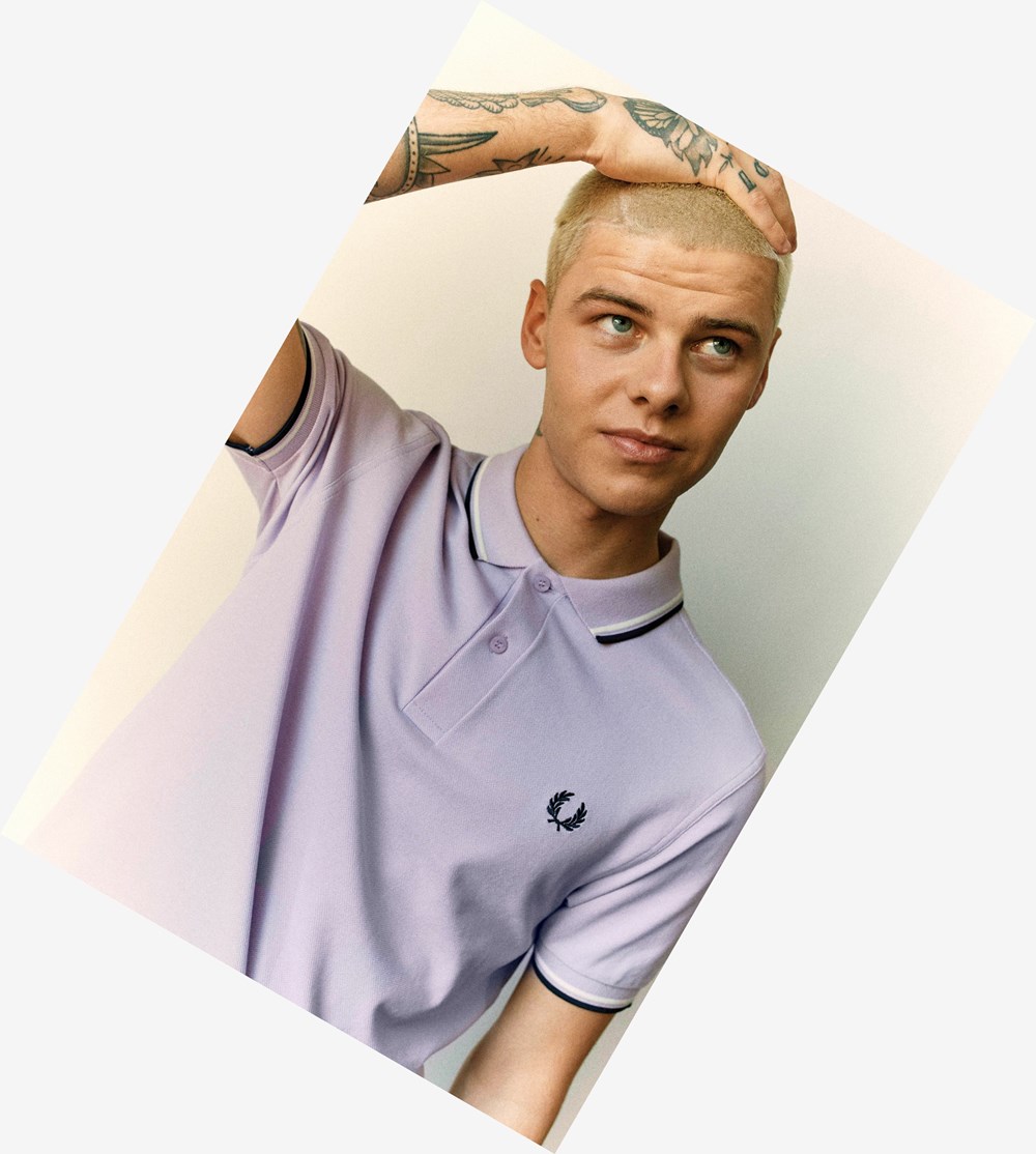 Fred Perry M3600 Polo Shirt Herre Lilla Mørkeblå | 427158-GMS