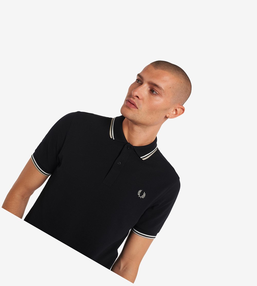 Fred Perry M3600 Polo Shirt Herre Mørkeblå Hvide Lyse | 156492-LBF