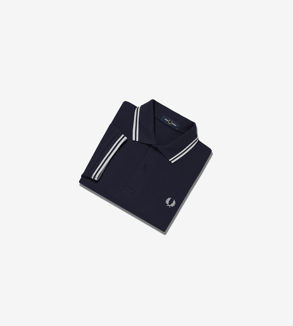 Fred Perry M3600 Polo Shirt Herre Mørkeblå Hvide | 671059-ZPC