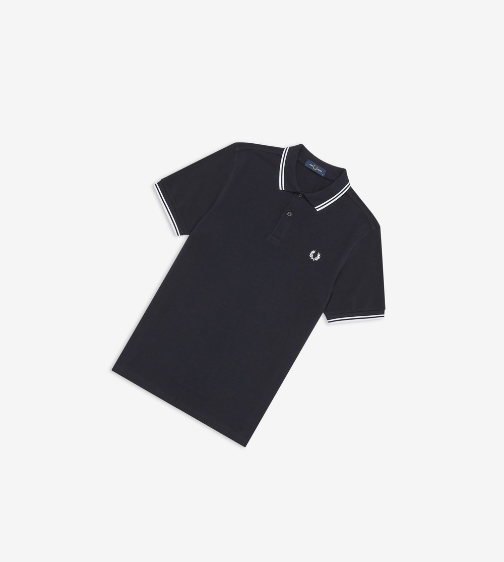 Fred Perry M3600 Polo Shirt Herre Mørkeblå Hvide | 671059-ZPC