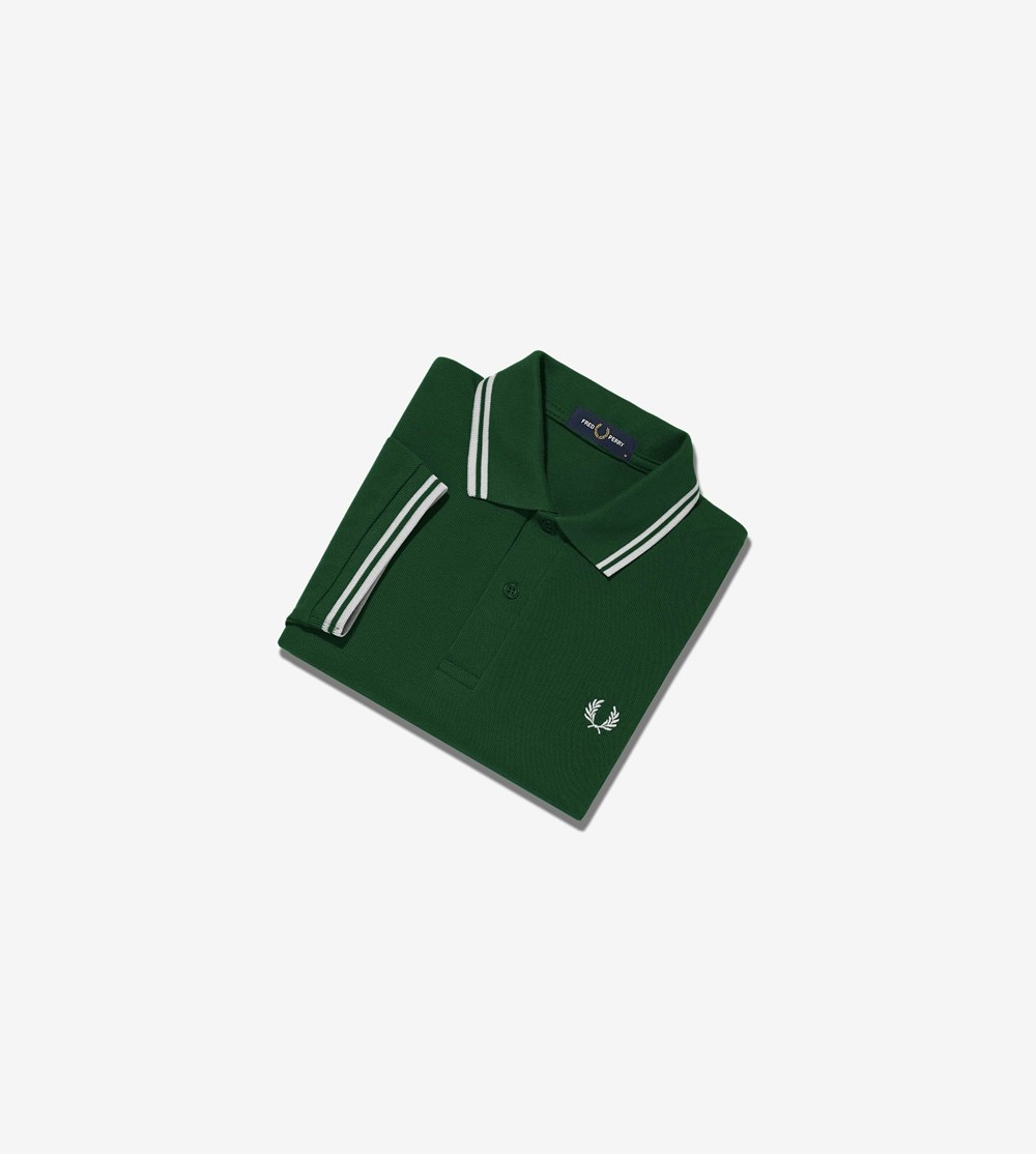 Fred Perry M3600 Polo Shirt Herre Mørkegrøn Hvide | 649815-UTN