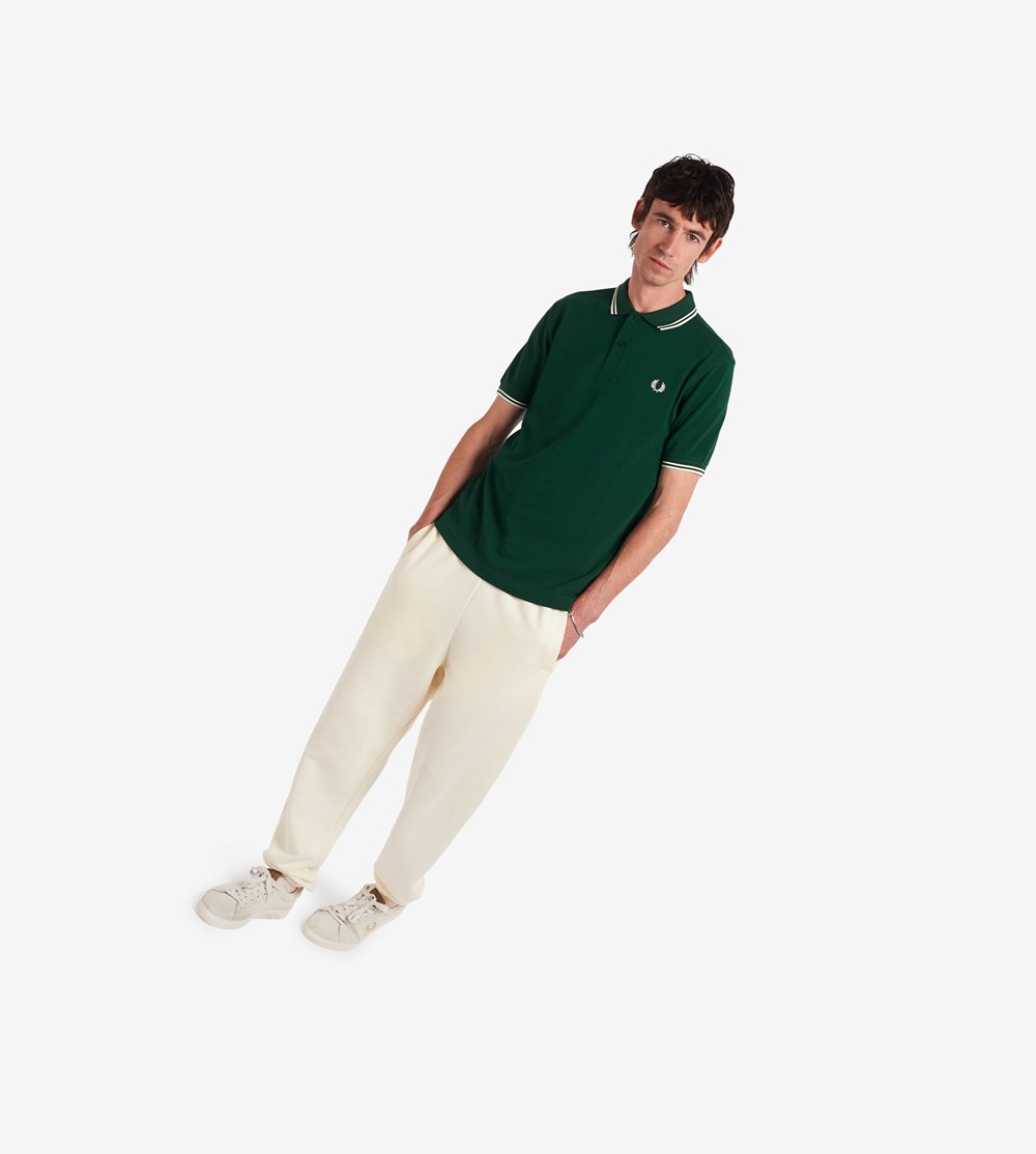 Fred Perry M3600 Polo Shirt Herre Mørkegrøn Hvide | 649815-UTN