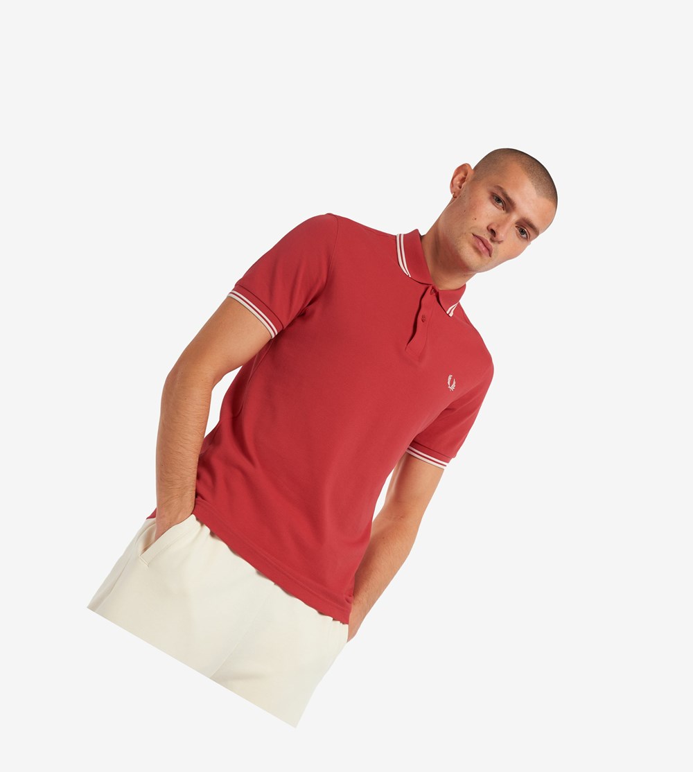 Fred Perry M3600 Polo Shirt Herre Rød Hvide | 798406-XLS