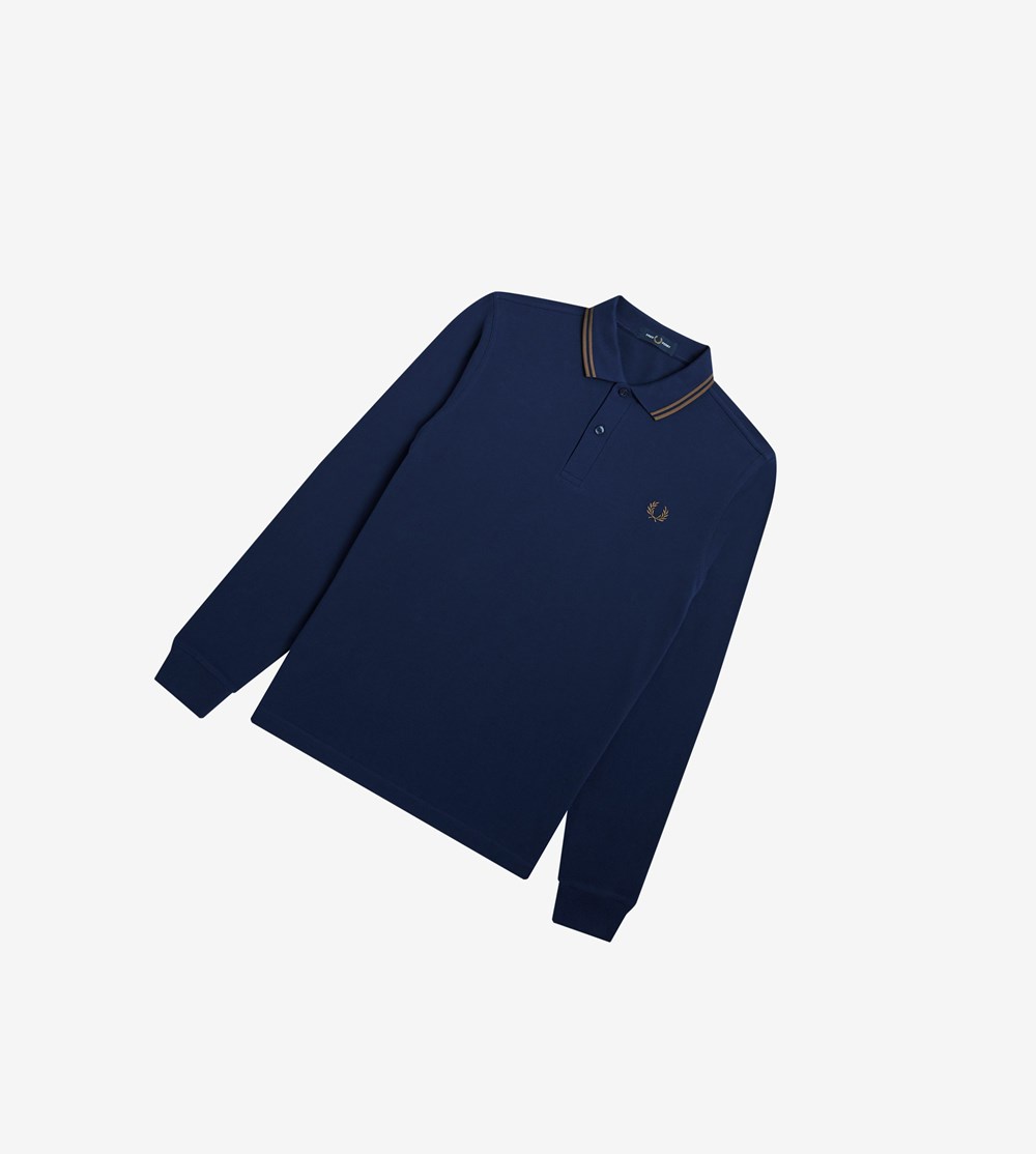 Fred Perry M3636 Polo Shirt Herre Mørkeblå Grå Grå | 427013-BYK