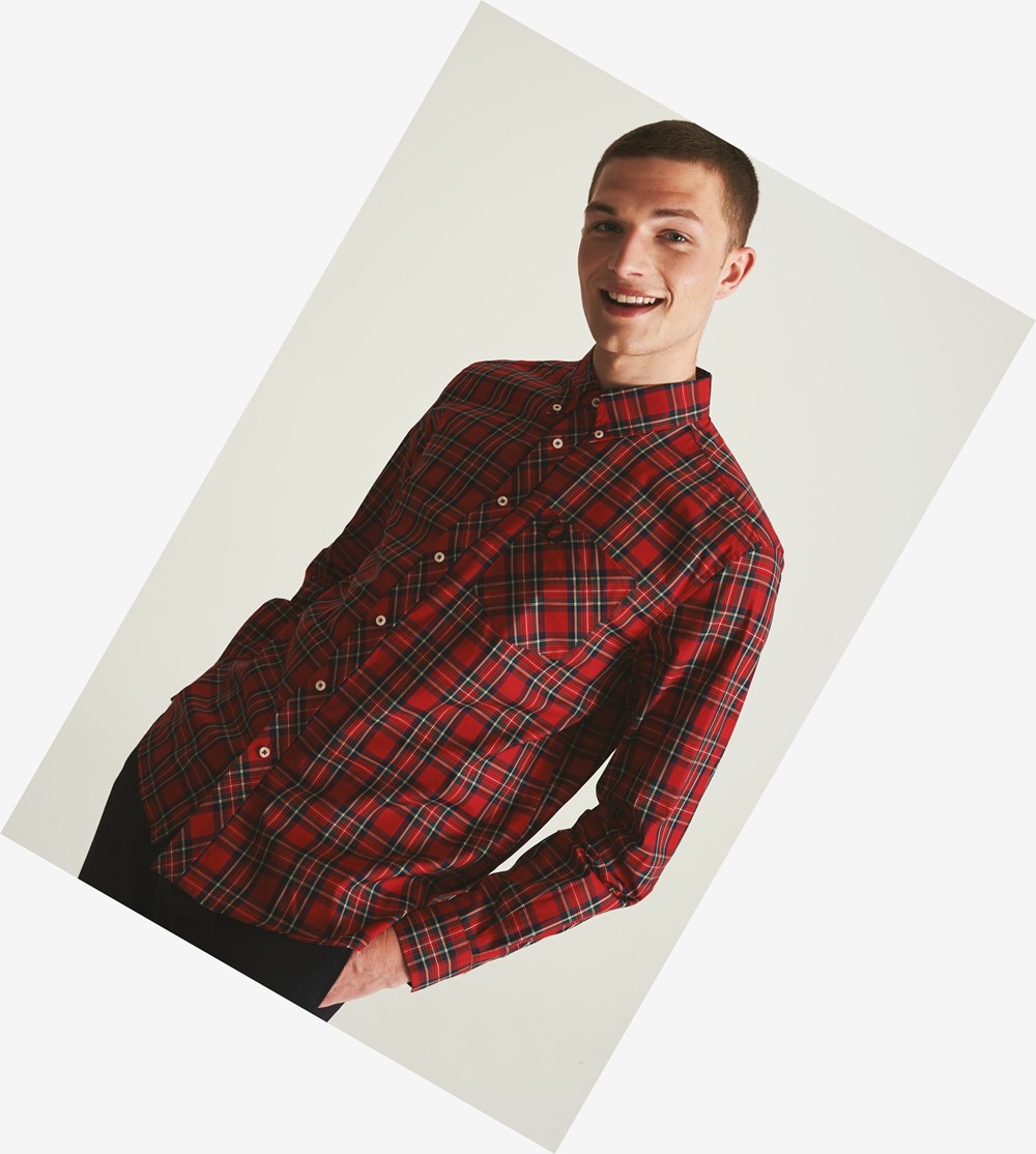 Fred Perry Made In England Tartan Skjorte Herre Rød | 752413-ALW