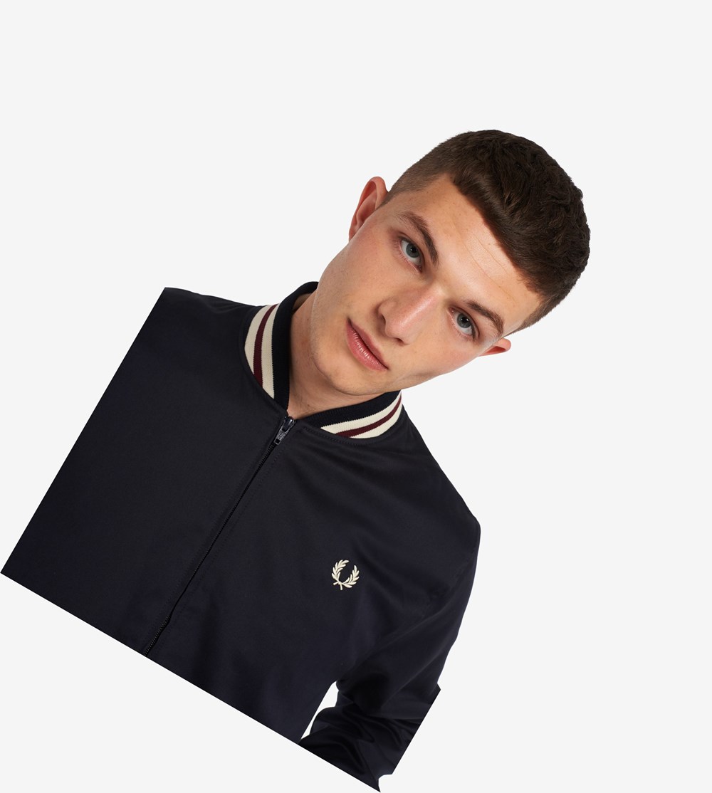 Fred Perry Made In England Tennis Bomber Frakker & Jakke Herre Mørkeblå | 294318-JSU