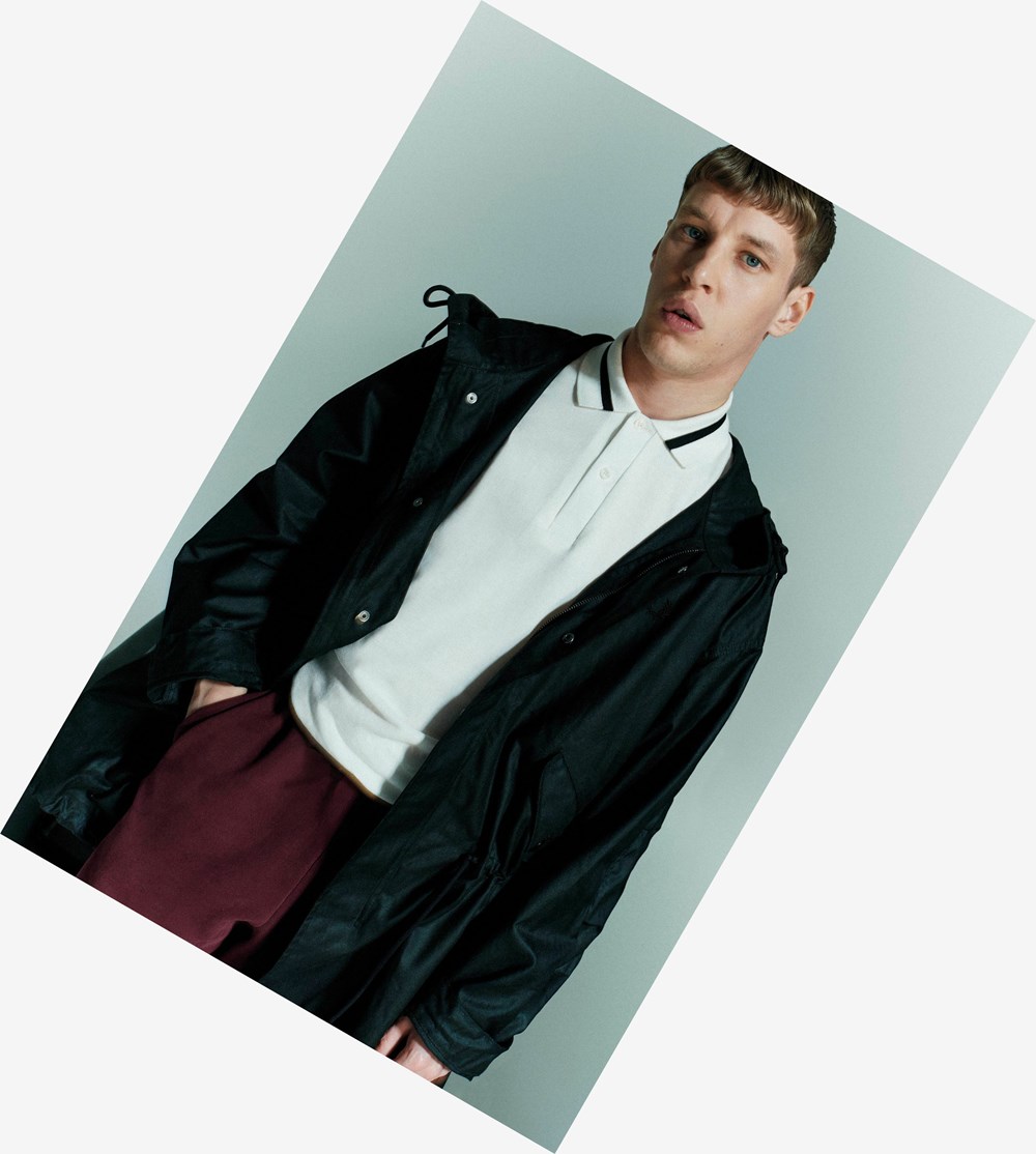 Fred Perry Made In England Waxed Bomulds Parka Frakker & Jakke Herre Sort | 058932-FNA