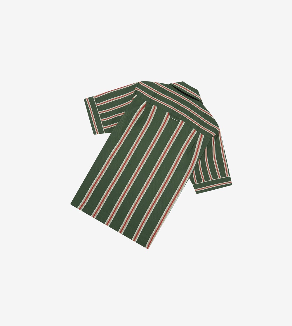 Fred Perry Nicholas Daley Vertical Stripe Skjorte Herre Grøn | 718340-PIZ