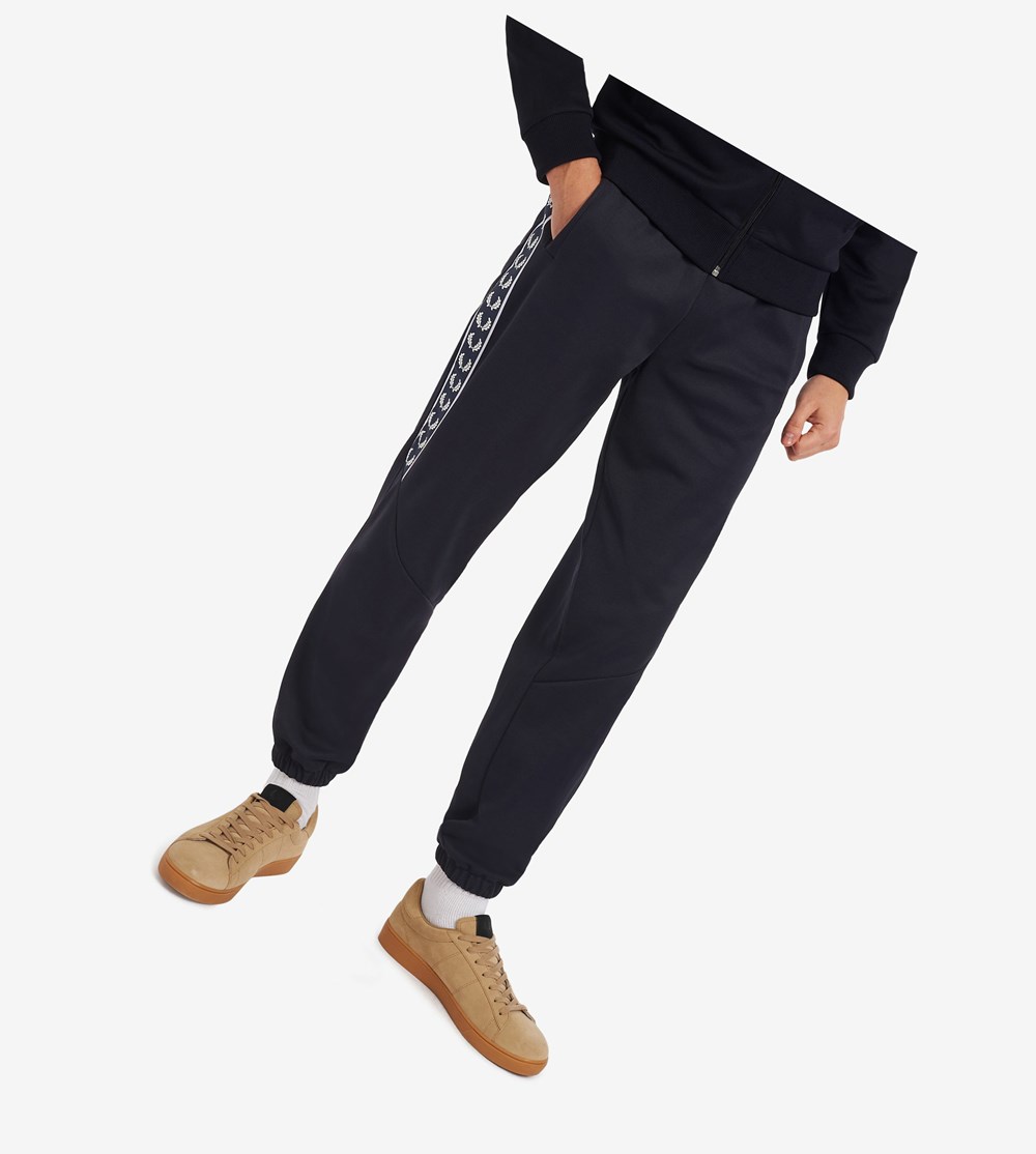 Fred Perry Panelled Taped Track Pants Bukser Herre Mørkeblå | 359847-PIG