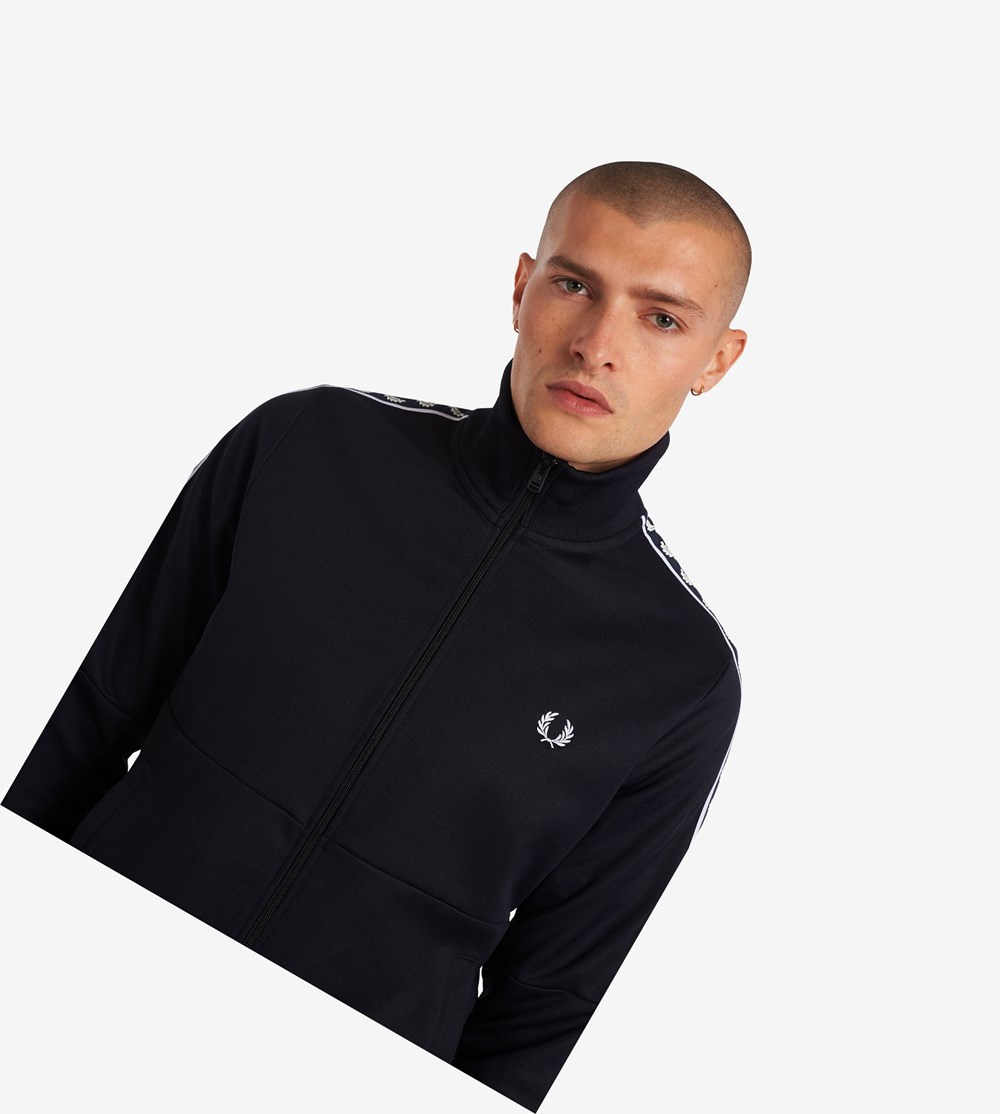 Fred Perry Panelled Taped Træningsjakke Herre Mørkeblå | 475316-TYI