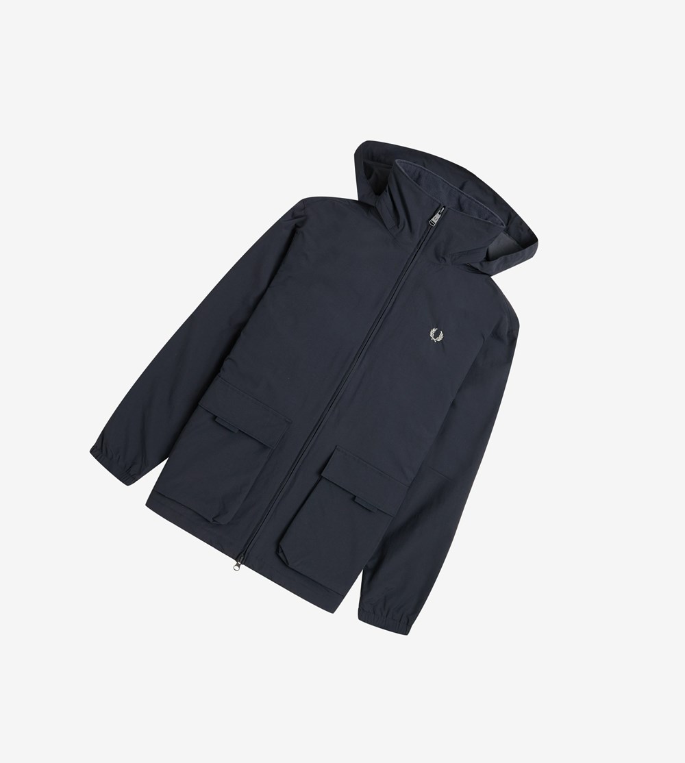 Fred Perry Patch Pocket Zip Through Jacket Frakker & Jakke Herre Mørkeblå | 452836-QDX