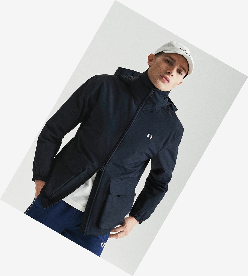 Fred Perry Patch Pocket Zip Through Jacket Frakker & Jakke Herre Mørkeblå | 452836-QDX