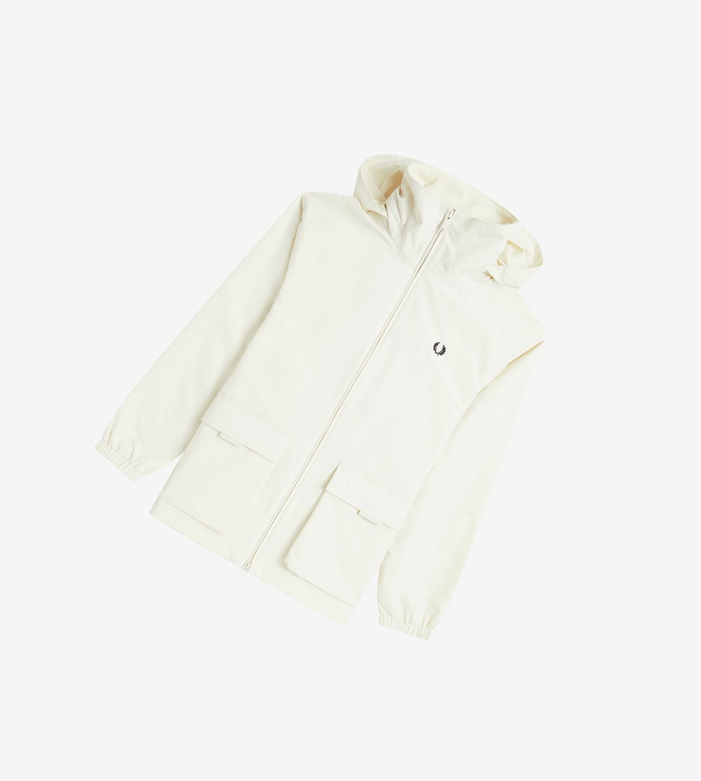 Fred Perry Patch Pocket Zip Through Jacket Frakker & Jakke Herre Hvide | 472018-NPV