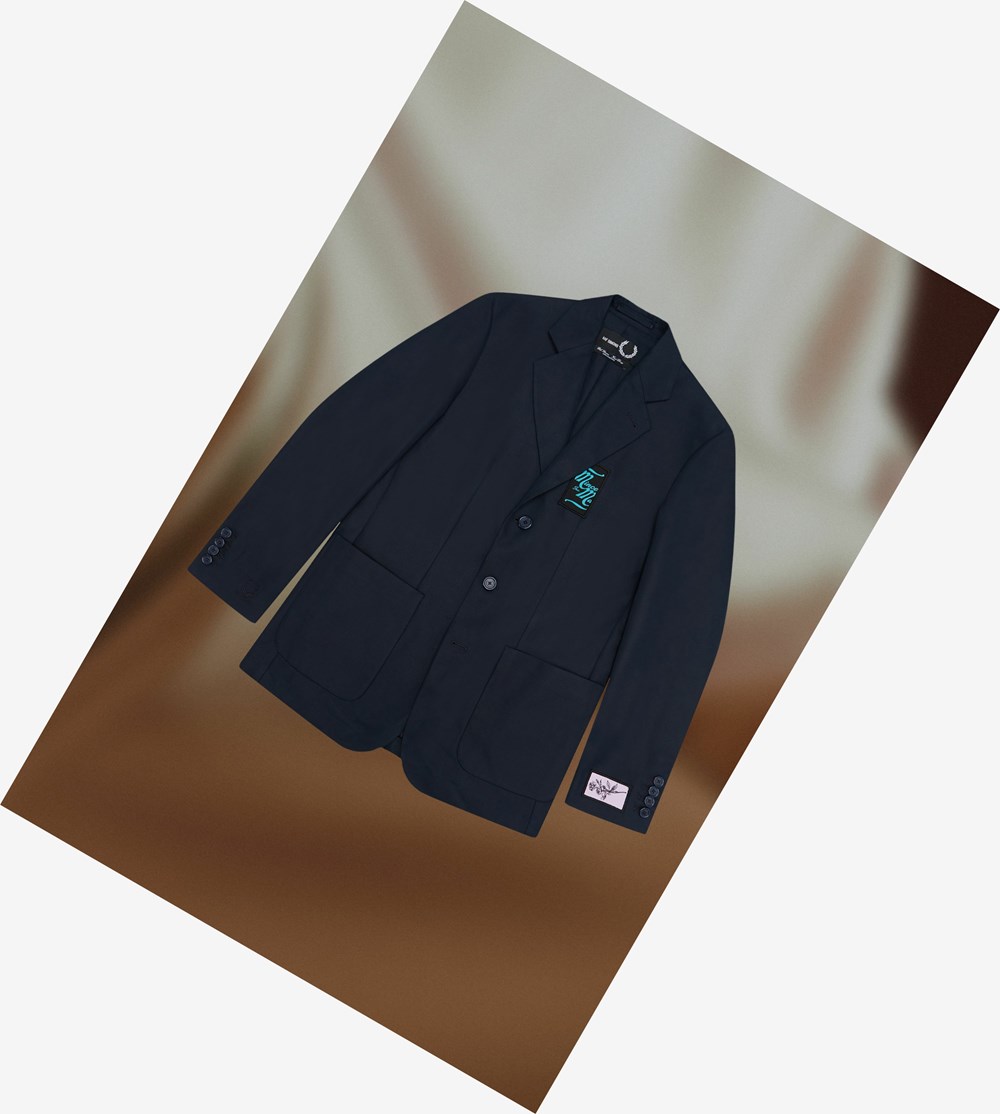 Fred Perry Raf Simons Patch Detail Blazer Frakker & Jakke Herre Mørkeblå | 045673-YPM