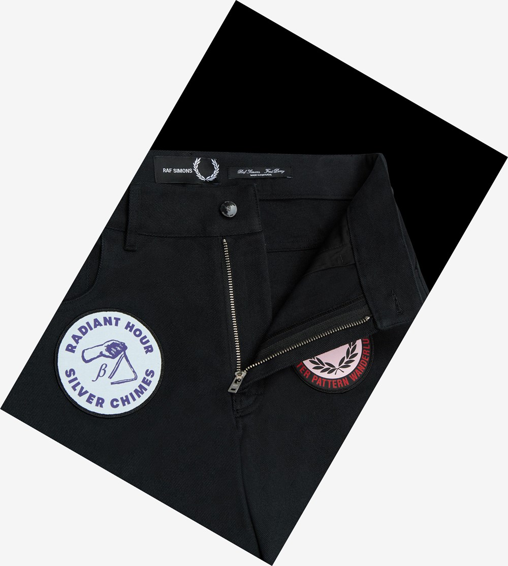 Fred Perry Raf Simons Patch Detail Denim Bukser Herre Sort | 458601-REZ