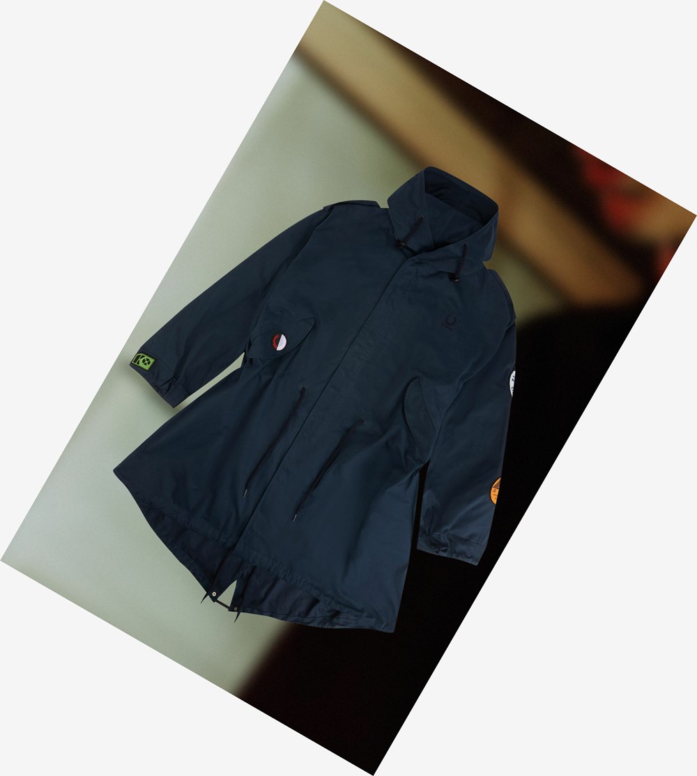 Fred Perry Raf Simons Patch Detail Parka Frakker & Jakke Herre Mørkeblå | 291678-HSX