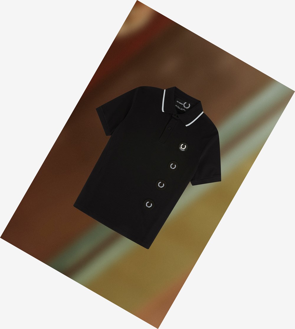 Fred Perry Raf Simons Patch Detail Polo Shirt Herre Sort | 827590-LIR