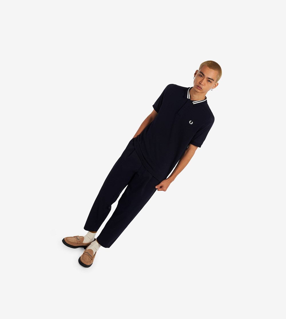 Fred Perry Raglan Sleeve Polo Shirt Herre Mørkeblå | 279386-IJD