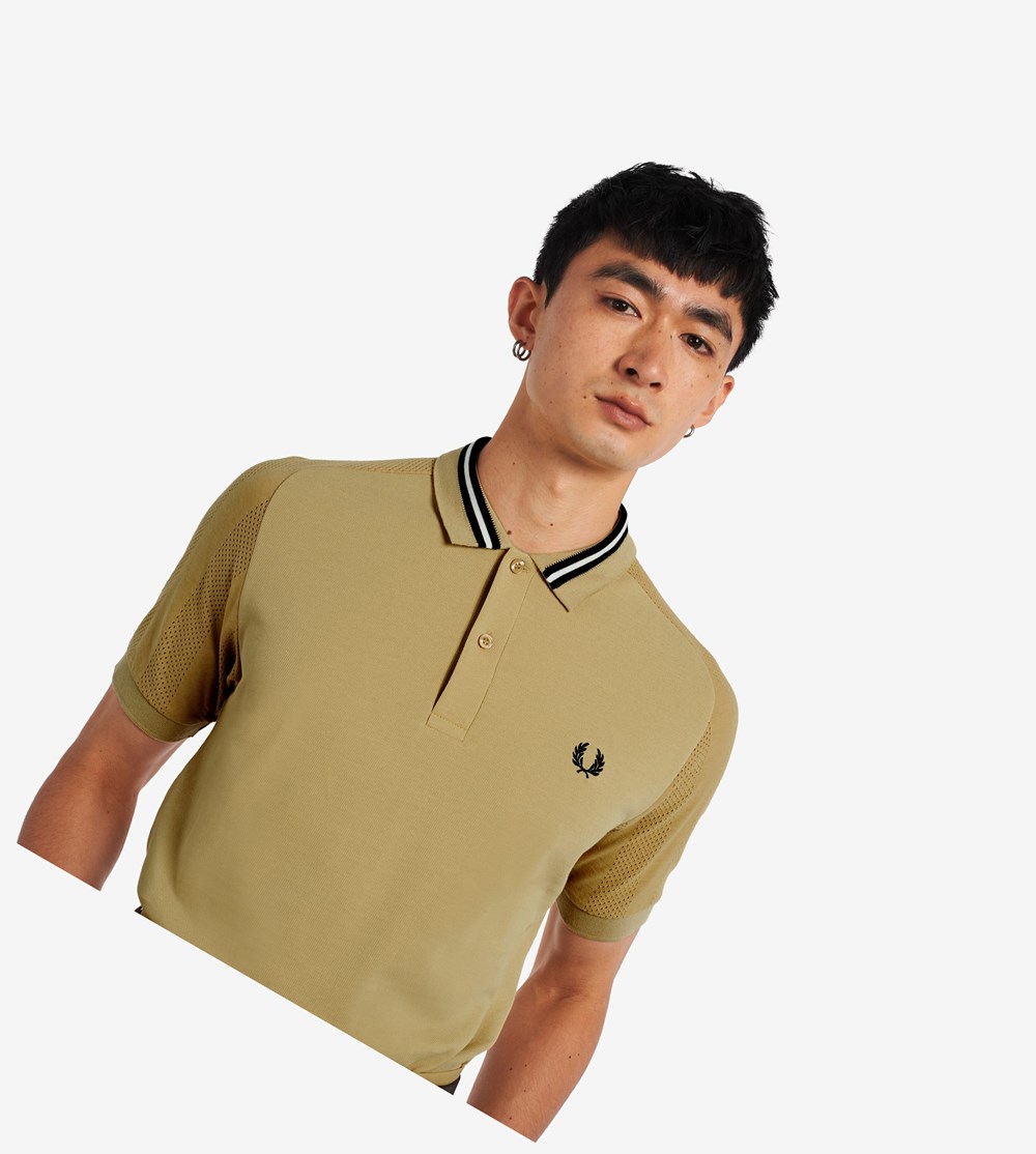 Fred Perry Raglan Sleeve Polo Shirt Herre Brune | 625901-ARC