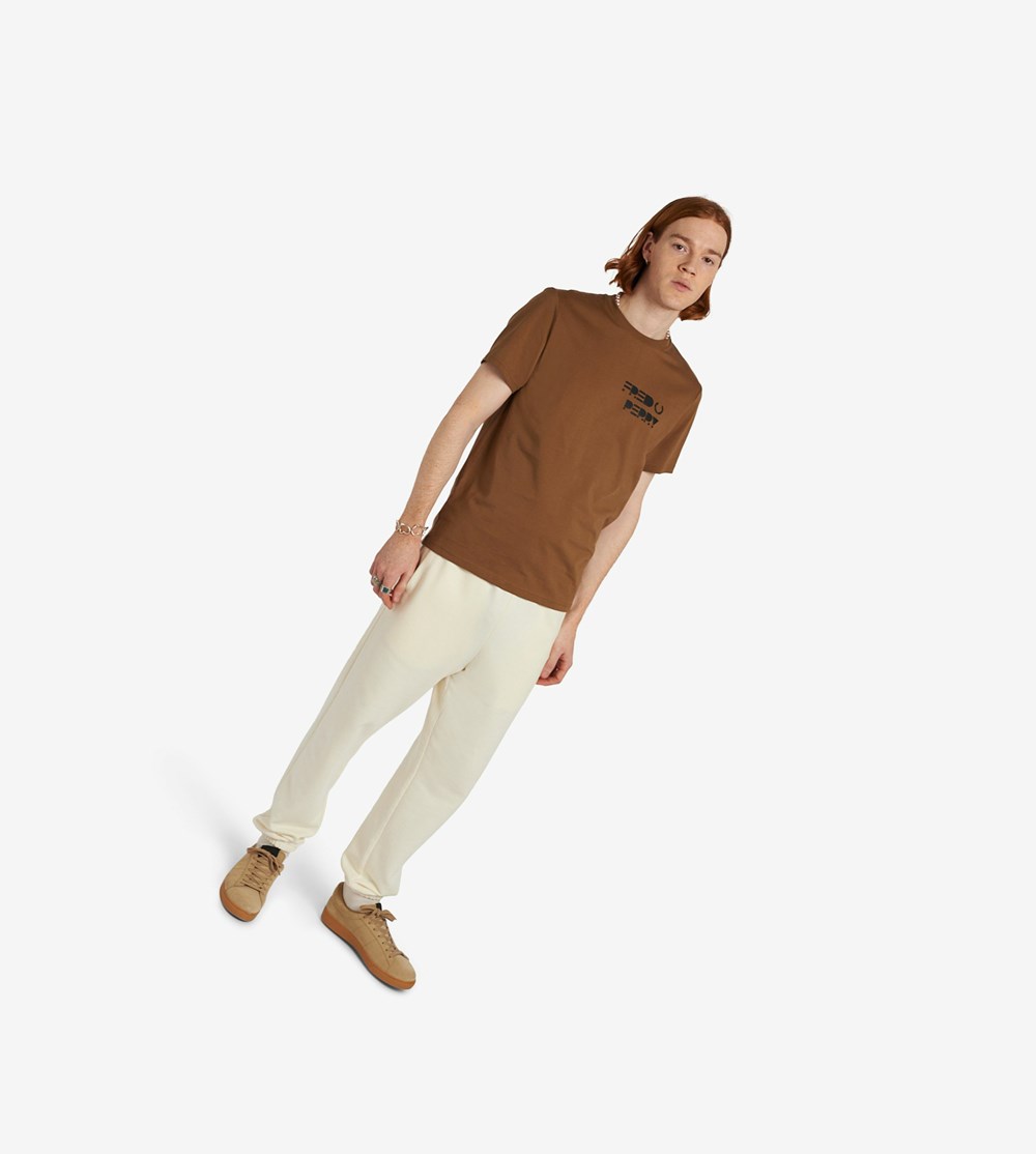 Fred Perry Raised Grafisk T Shirts Herre Grå | 037185-XLH