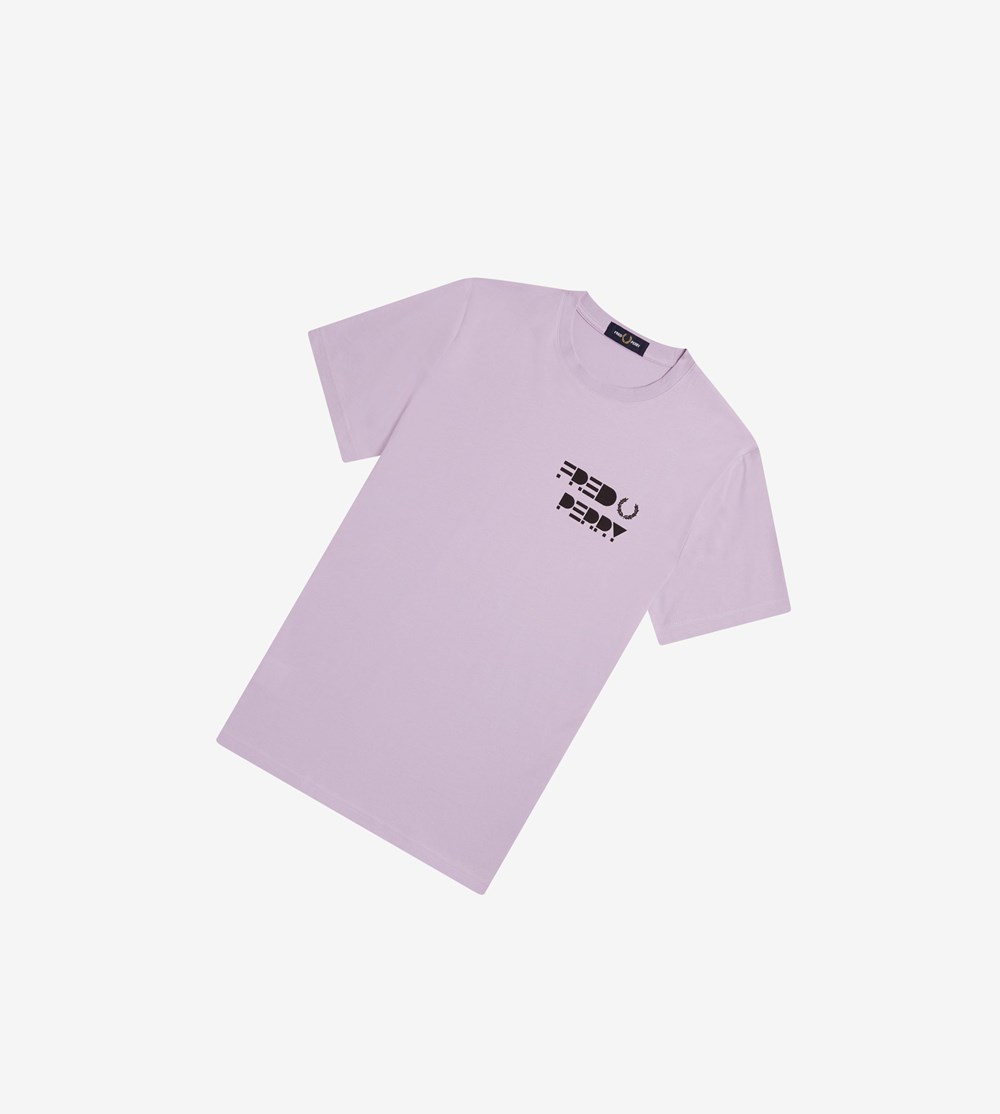 Fred Perry Raised Grafisk T Shirts Herre Lilla | 140852-REJ