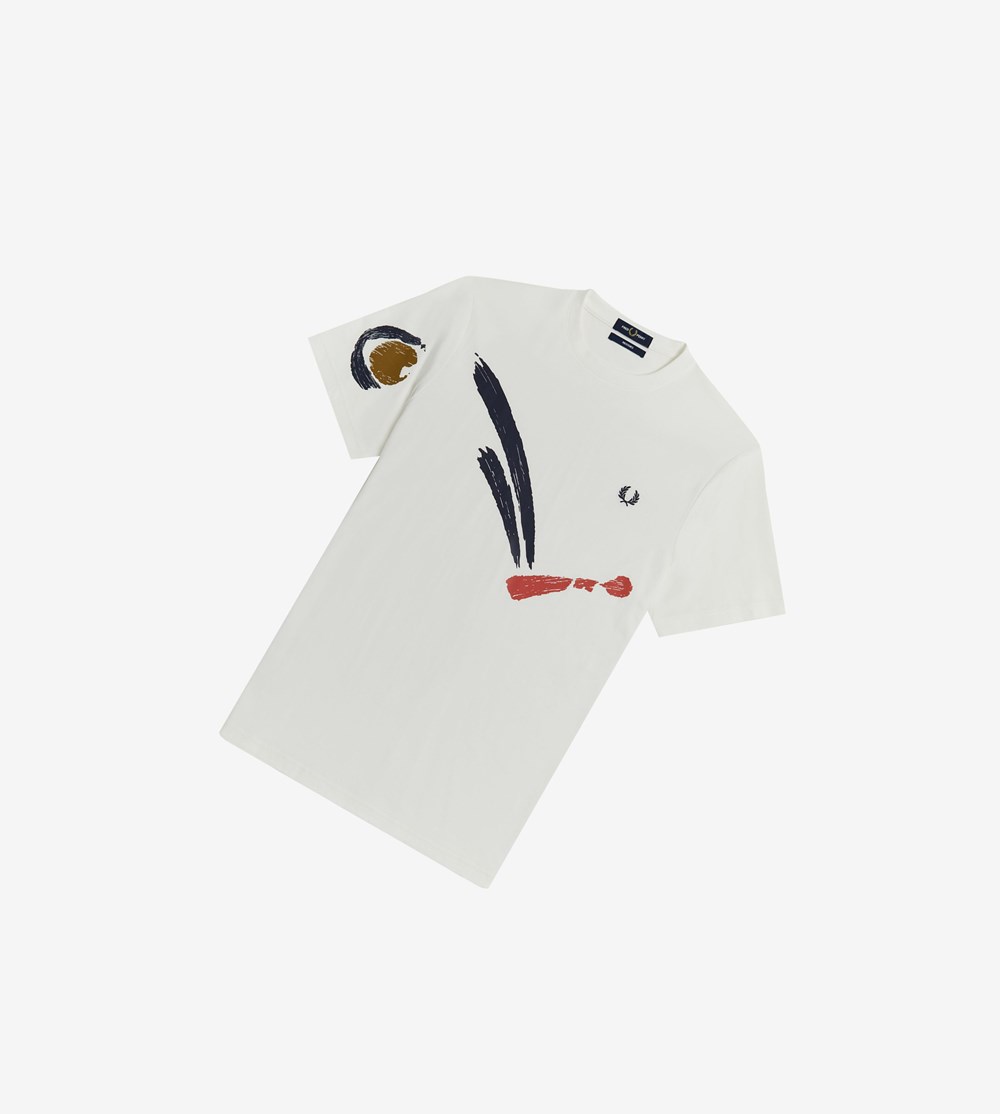 Fred Perry Reissues Abstract Bouncing Ball T Shirts Herre Hvide | 604927-FRM