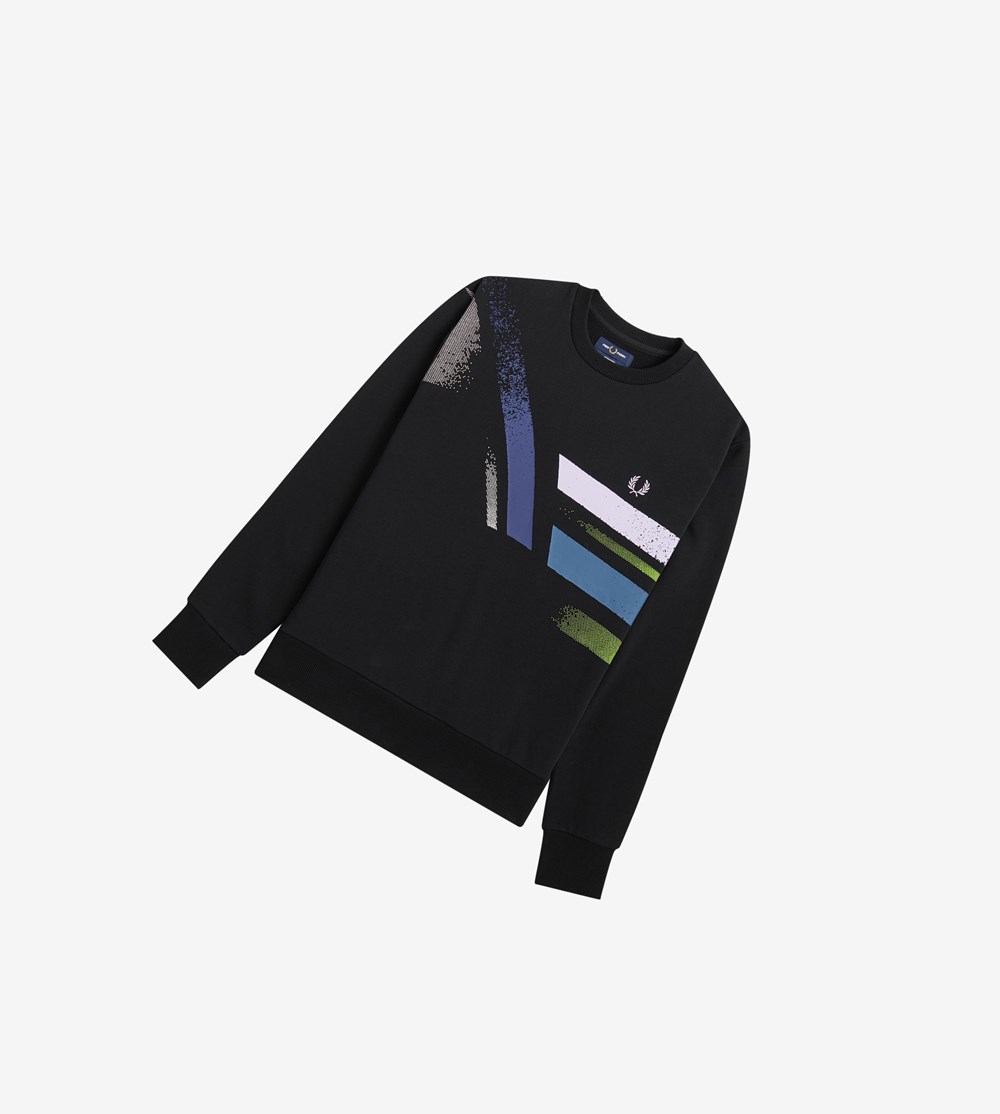 Fred Perry Reissues Abstract Grafisk Sweatshirt Herre Sort | 537206-OBT