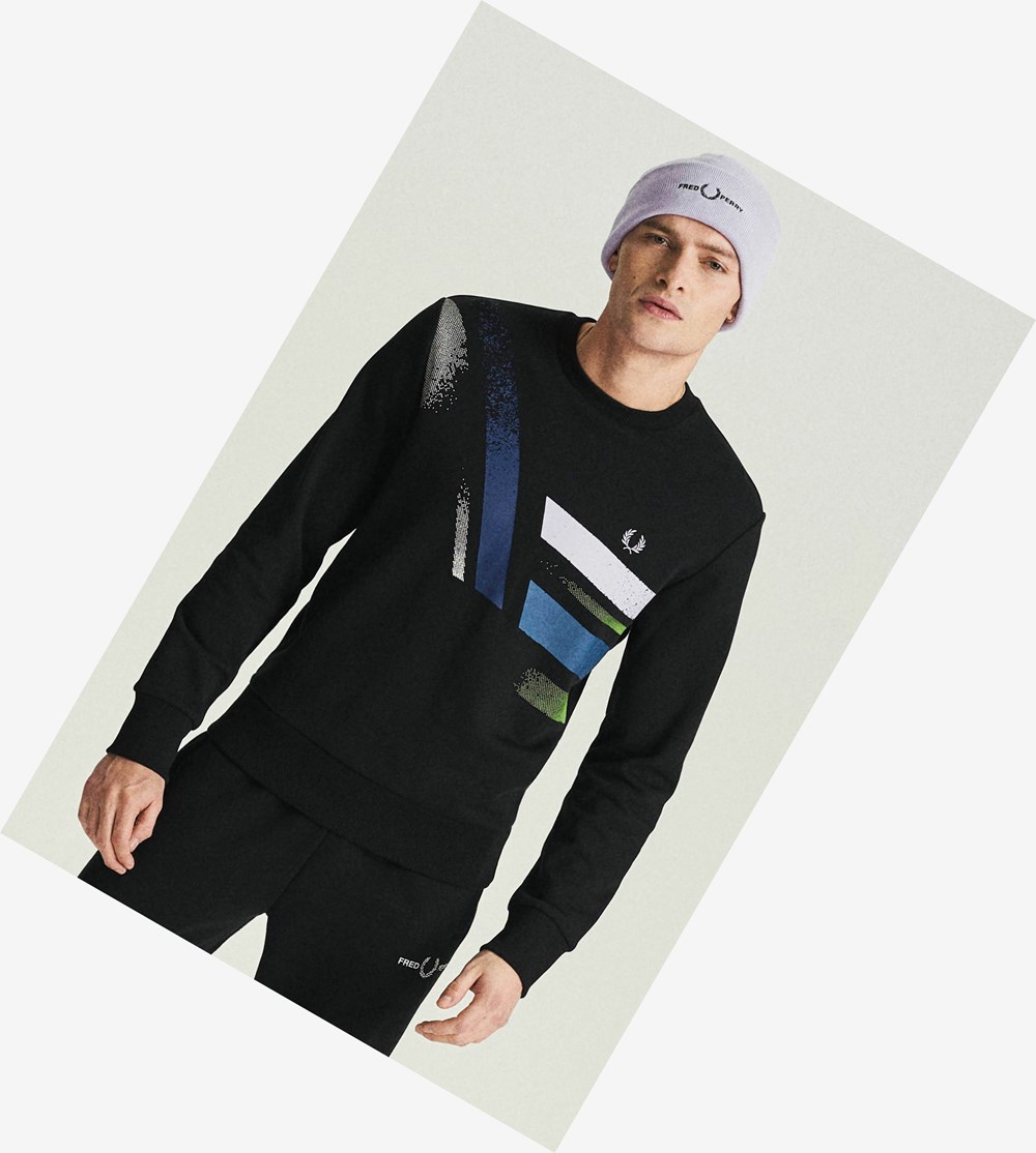 Fred Perry Reissues Abstract Grafisk Sweatshirt Herre Sort | 537206-OBT