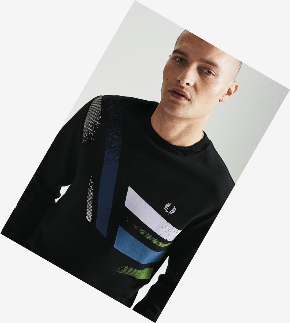 Fred Perry Reissues Abstract Grafisk Sweatshirt Herre Sort | 537206-OBT